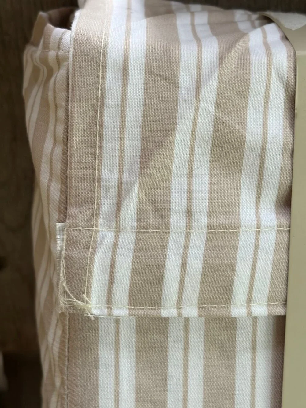 Martha Stewart Full Size BEIGE BILLIE STRIPE Cotton Percale Sheet Set